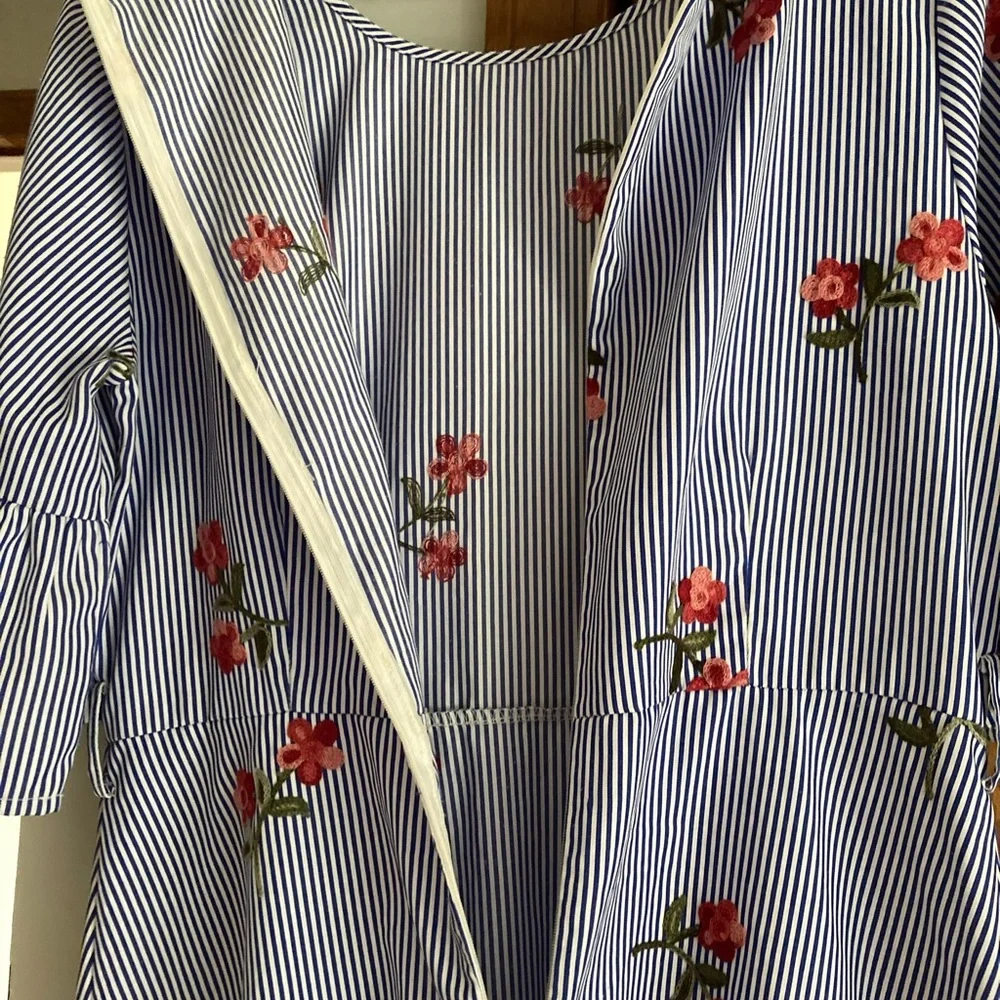 Love Riche Striped Embroidered Ruffle Dress L Large - Picture 5 of 8